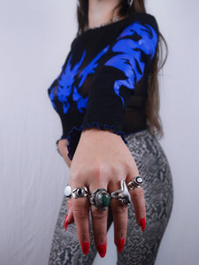 Vintage Mesh Dragon Long Sleeve Top