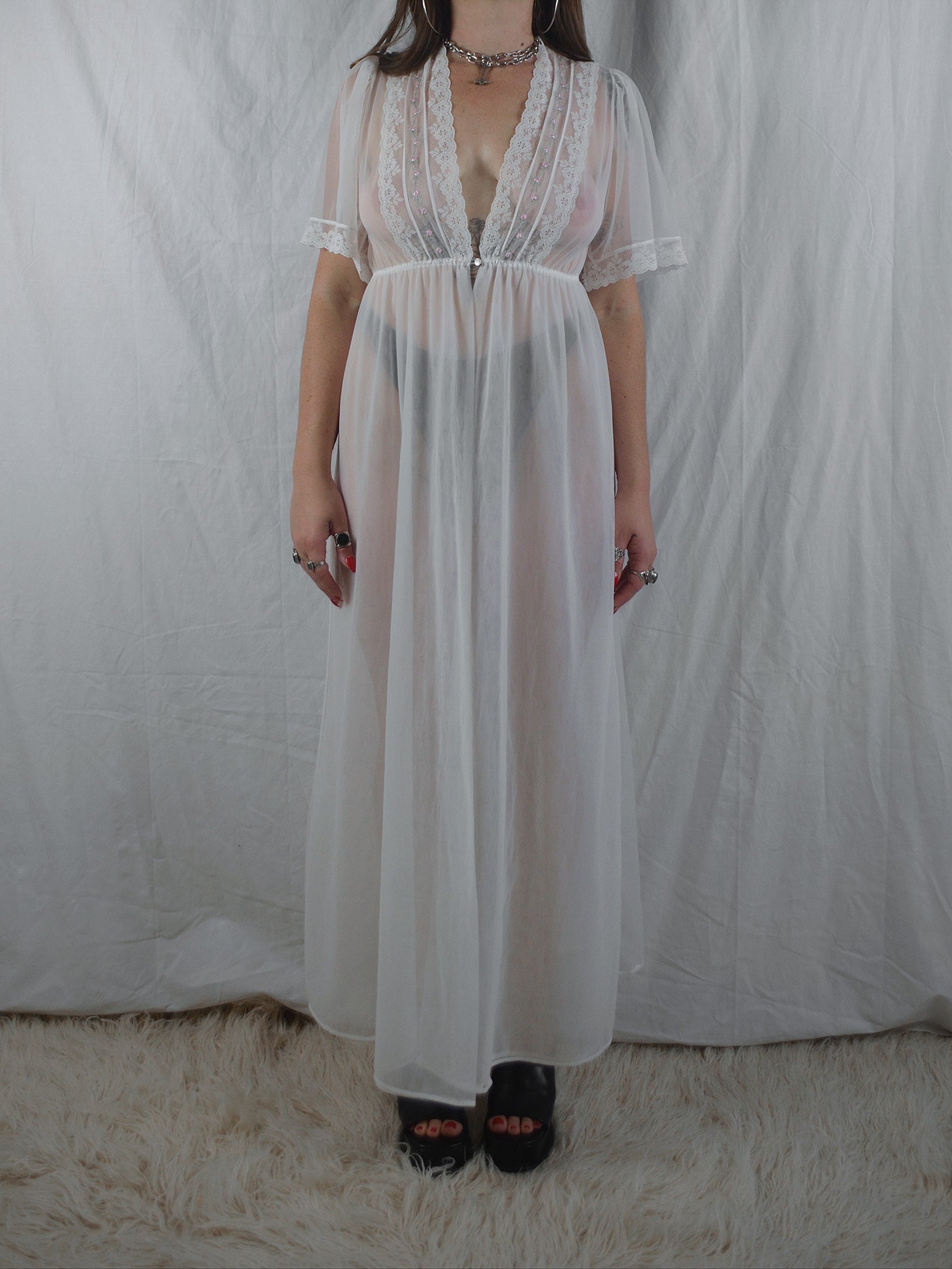 Vintage 1980s Sheer Peignoir