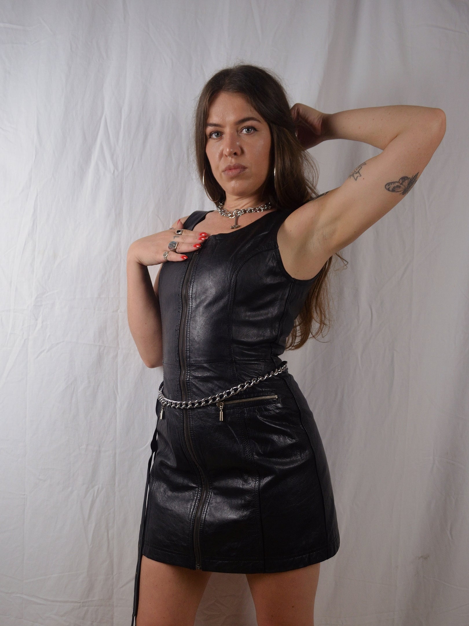 Vintage 1980s Wilsons Leather Ms Maxima Black Mini Dress