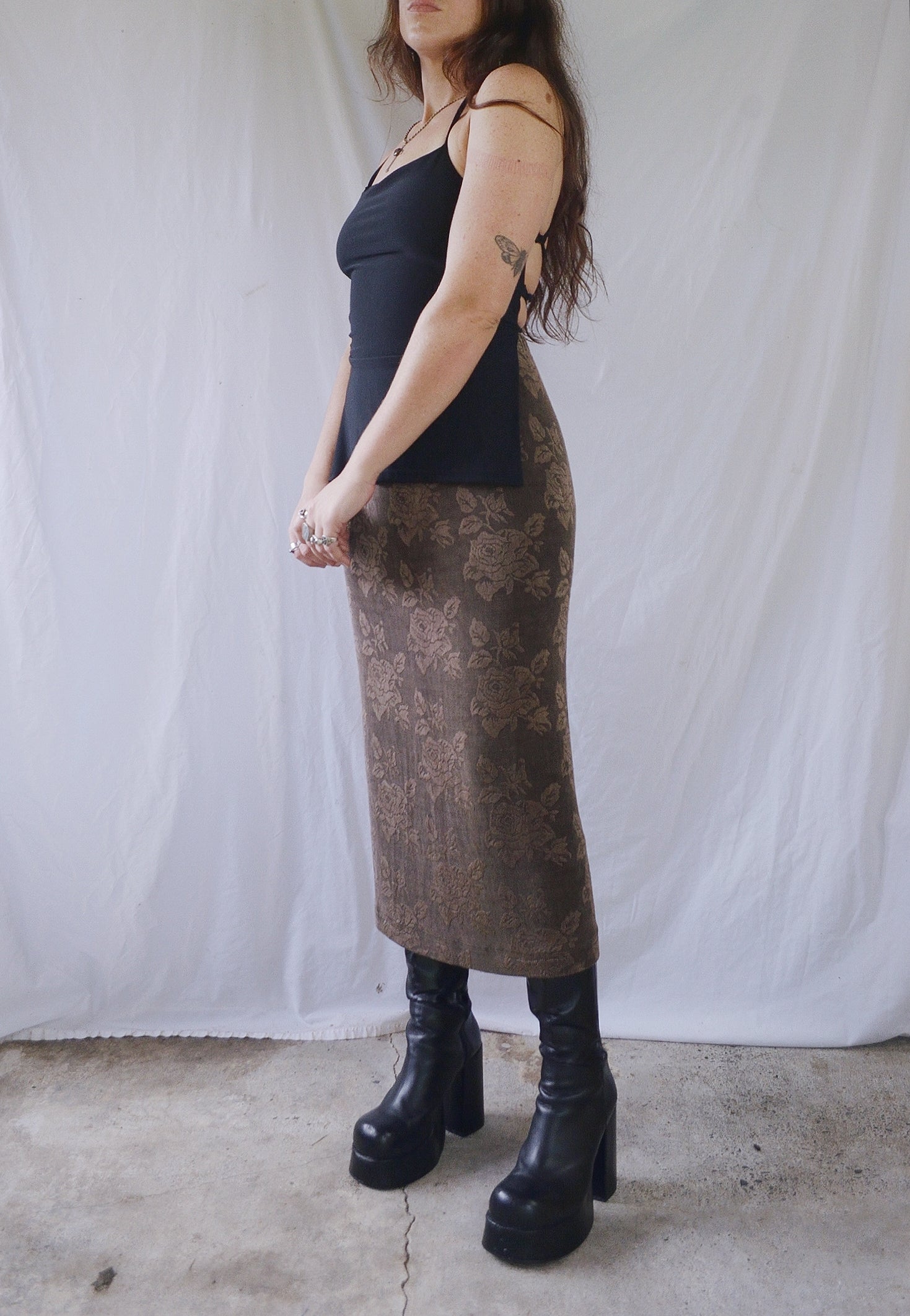 Vintage 90s Gold Rose Skirt