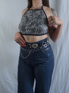 Handmade Black & White Animal Print Halter Top
