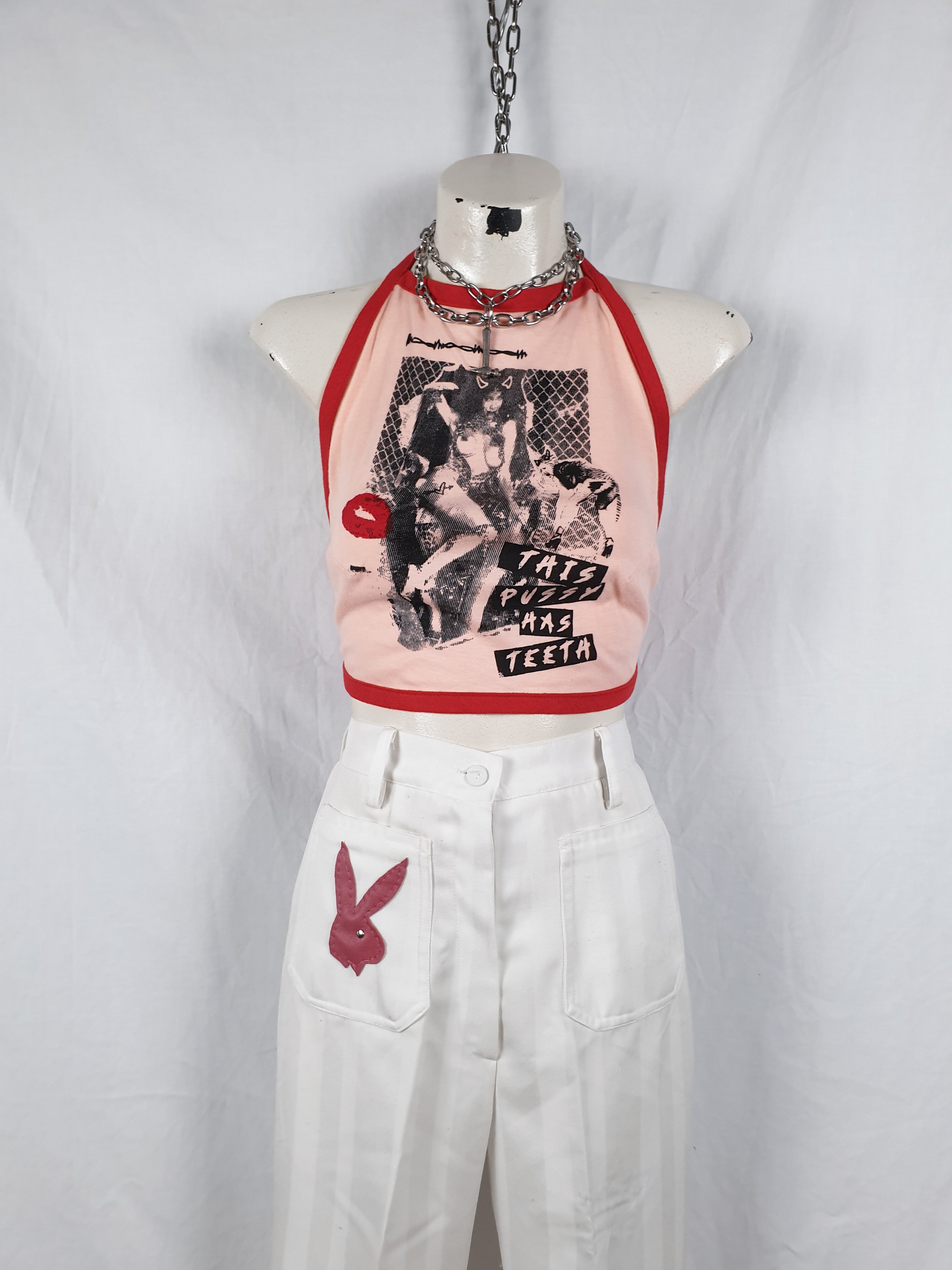 Vintage 1970s White Bunny Flares