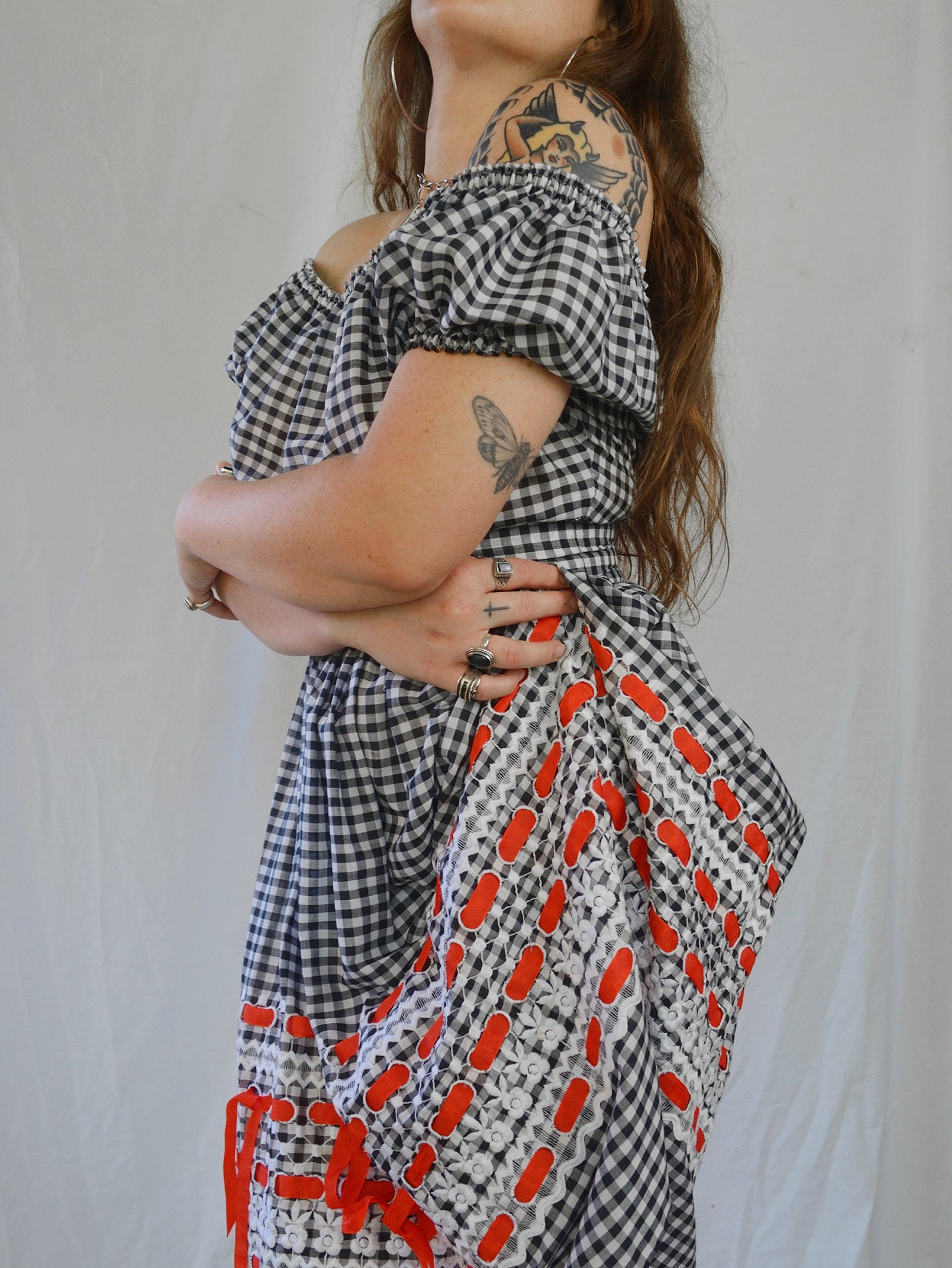 Vintage 1960s Gingham Milkmaid Dress