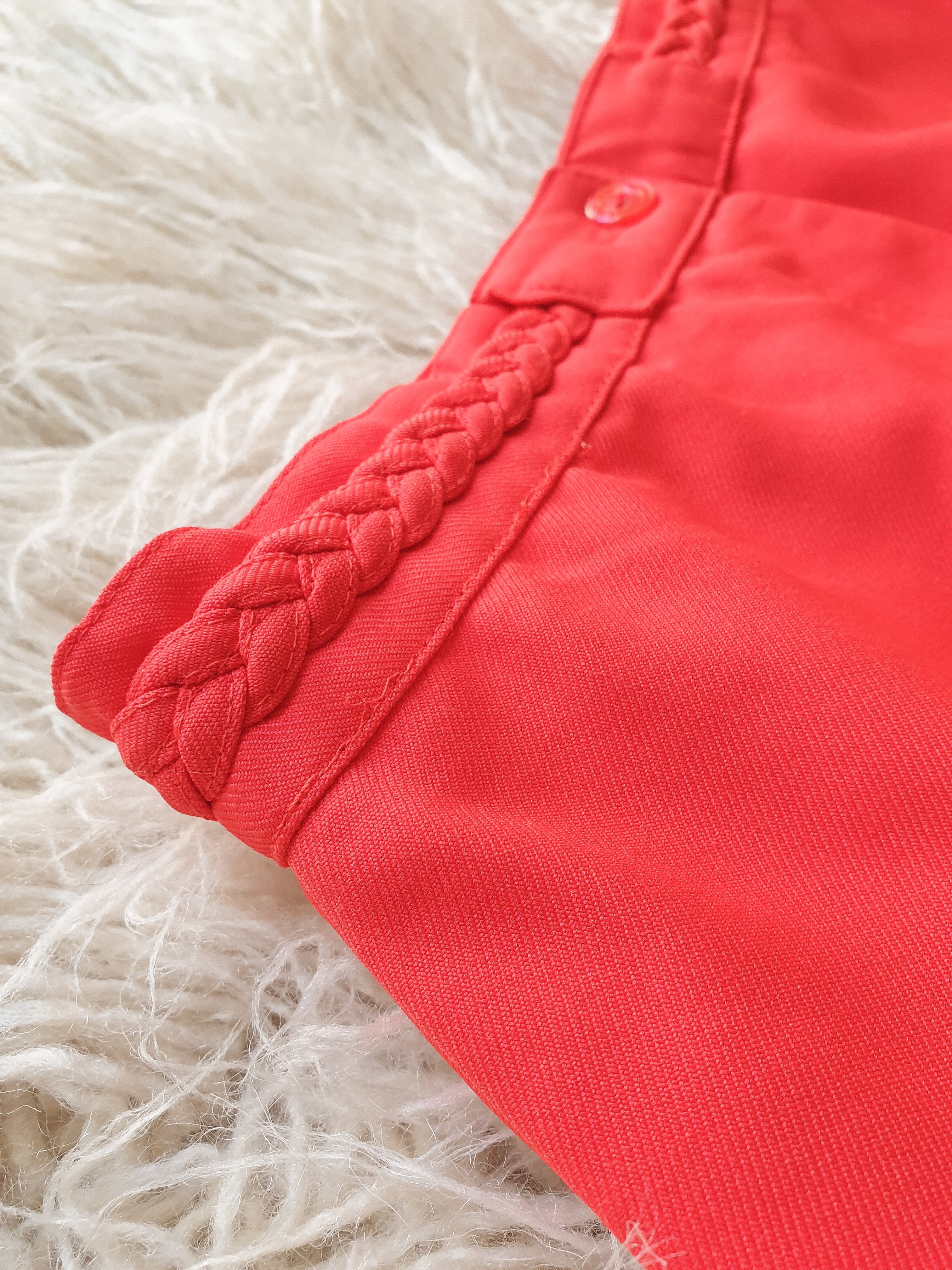 Vintage 1970s Coral Plait Waist Flares