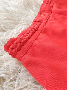 Vintage 1970s Coral Plait Waist Flares