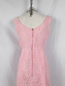Vintage 1960s/70s Pink Lace Beaded Maxi Dress