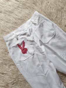 Vintage 1970s White Bunny Flares