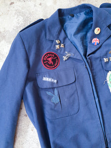 Vintage 90s Patched Navy Military Jacket