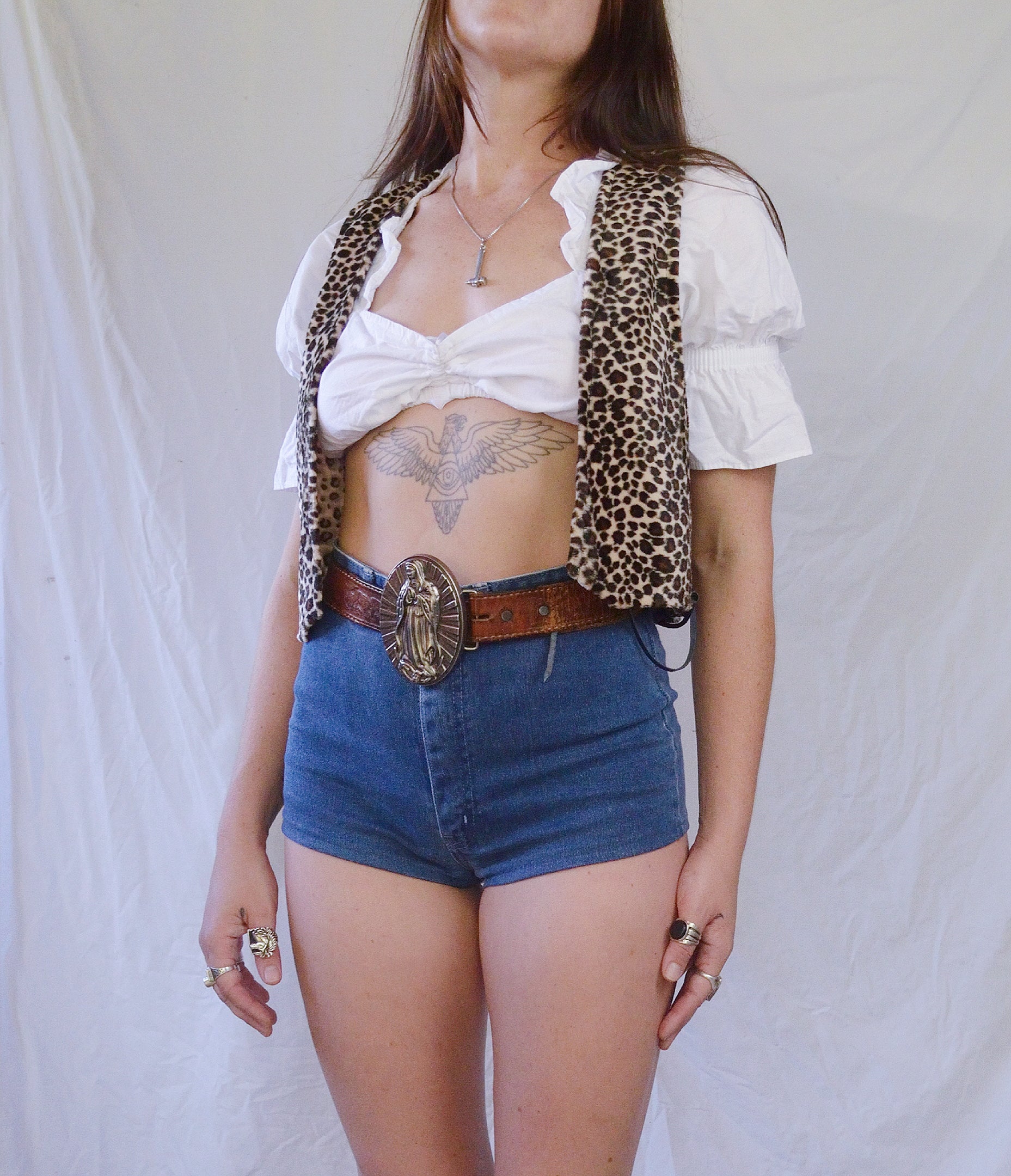 Handmade 'Magic Mama' Faux Fur Leopard Print Lace Up Vest