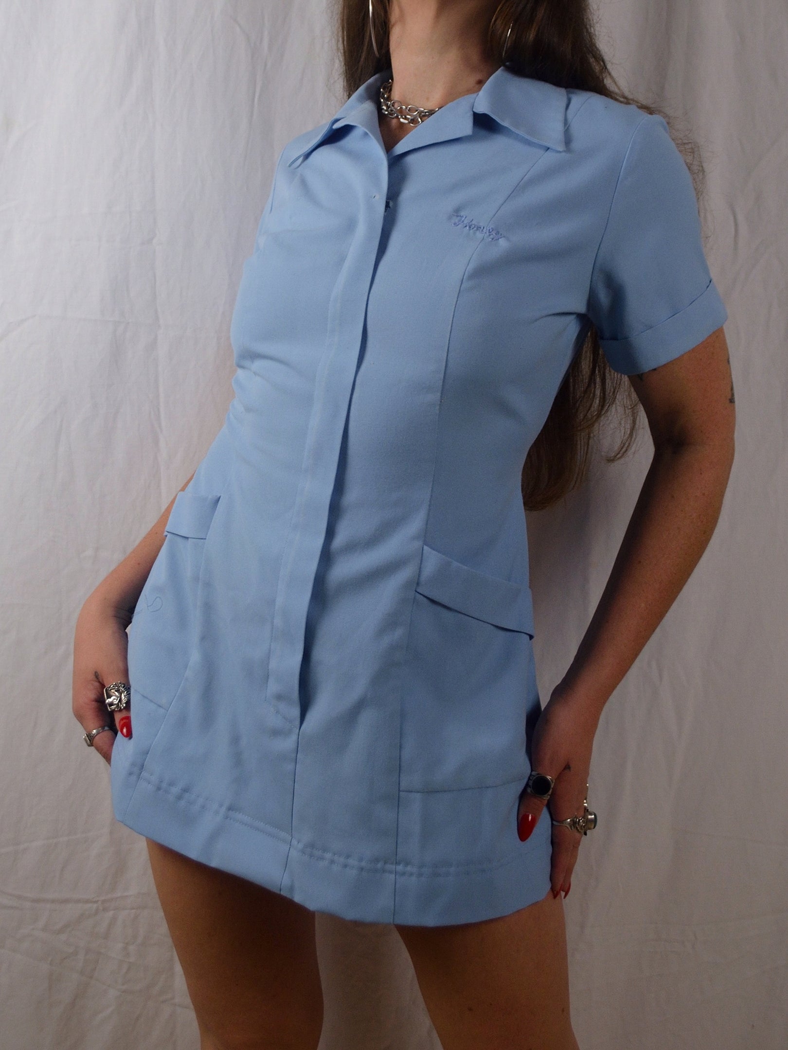 Vintage Baby Blue Mini Diner Dress