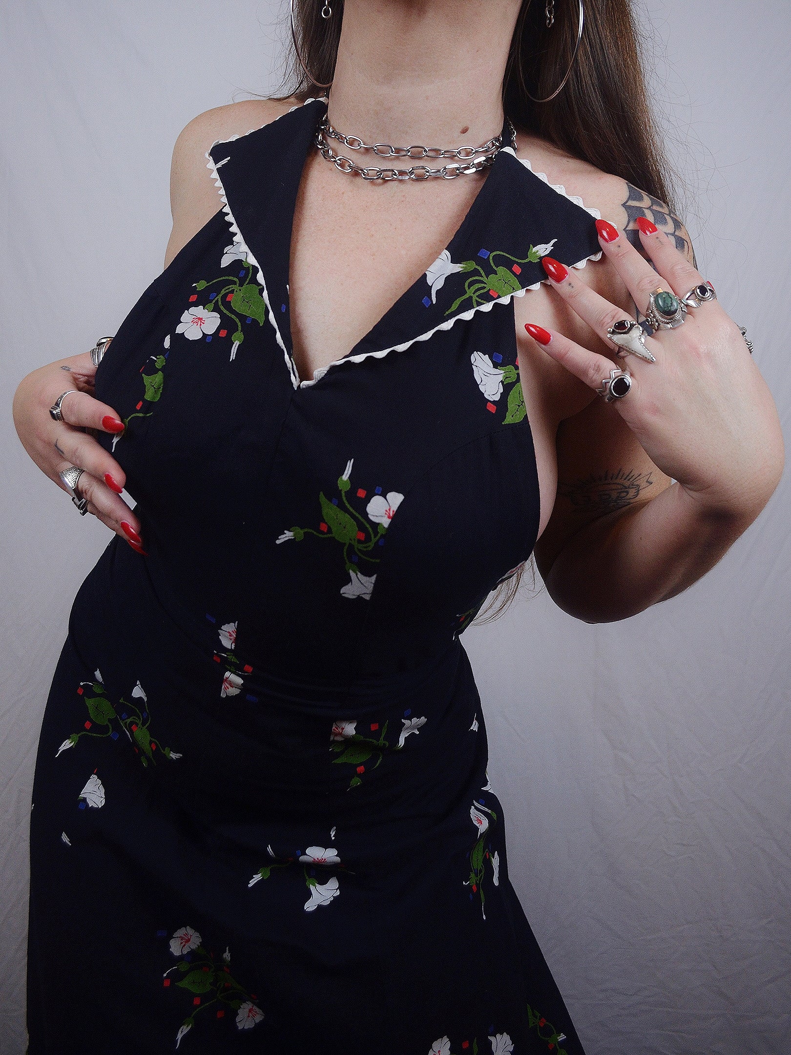 Vintage 1970s Backless Maxi Halter Dress
