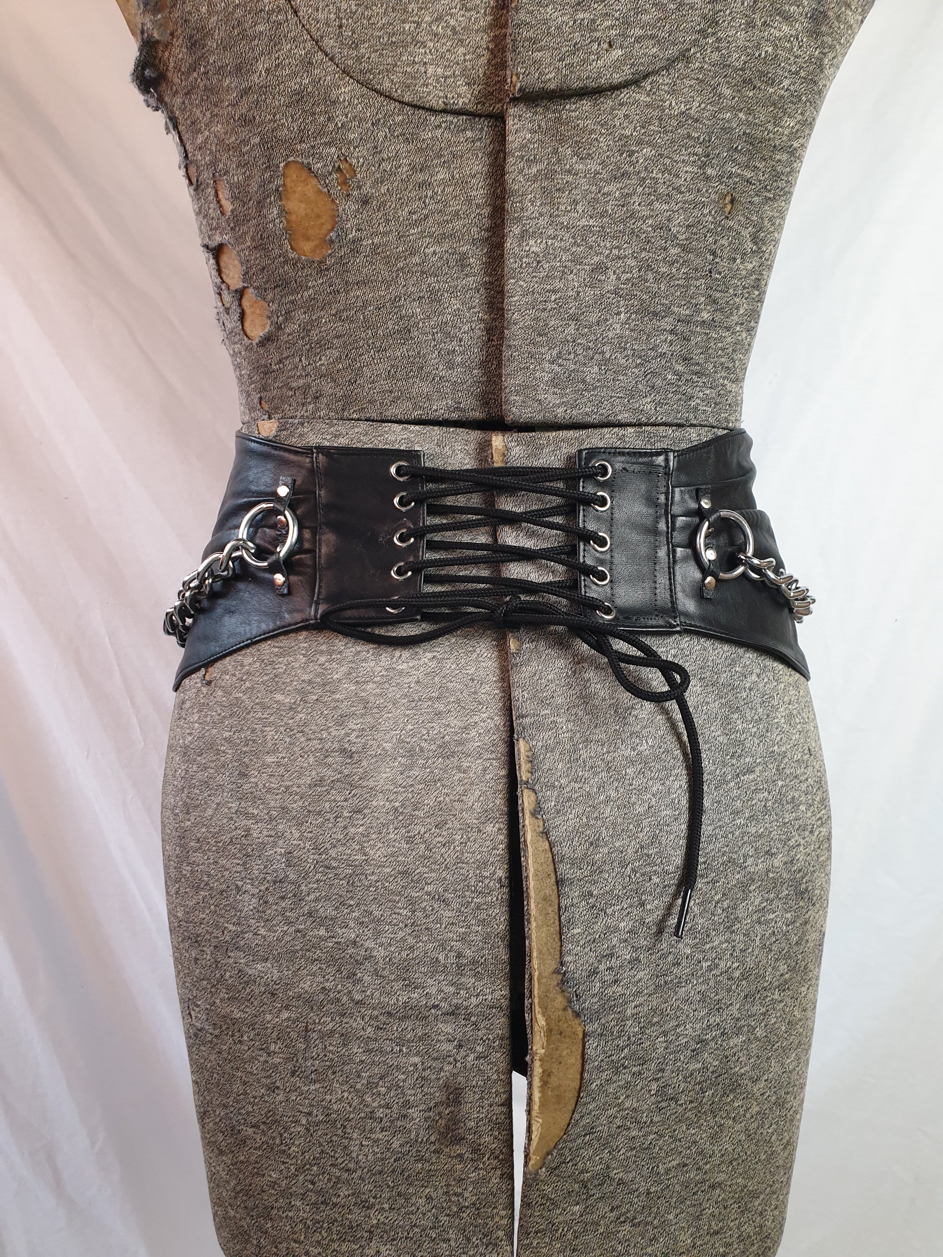 Handmade/Upcycled Leather & Chain Corset Belt