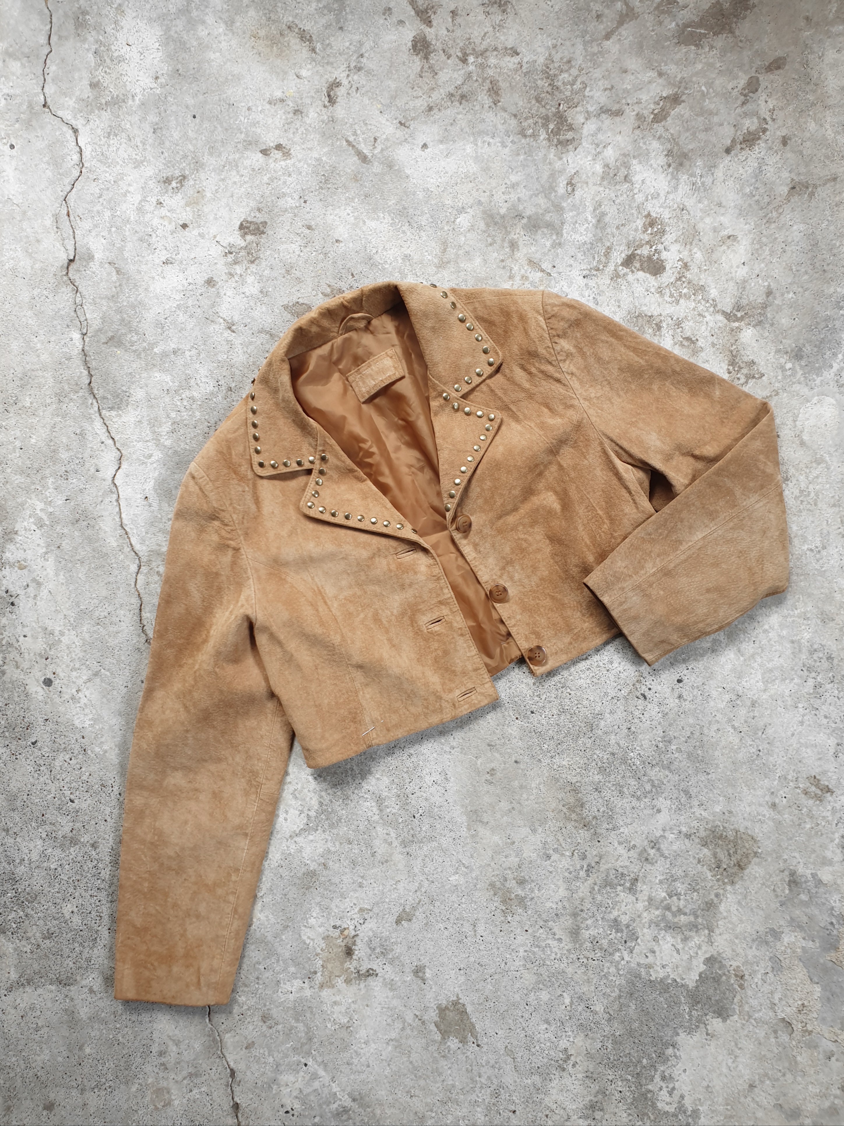 Vintage 1990s Cropped Suede Studded Jacket