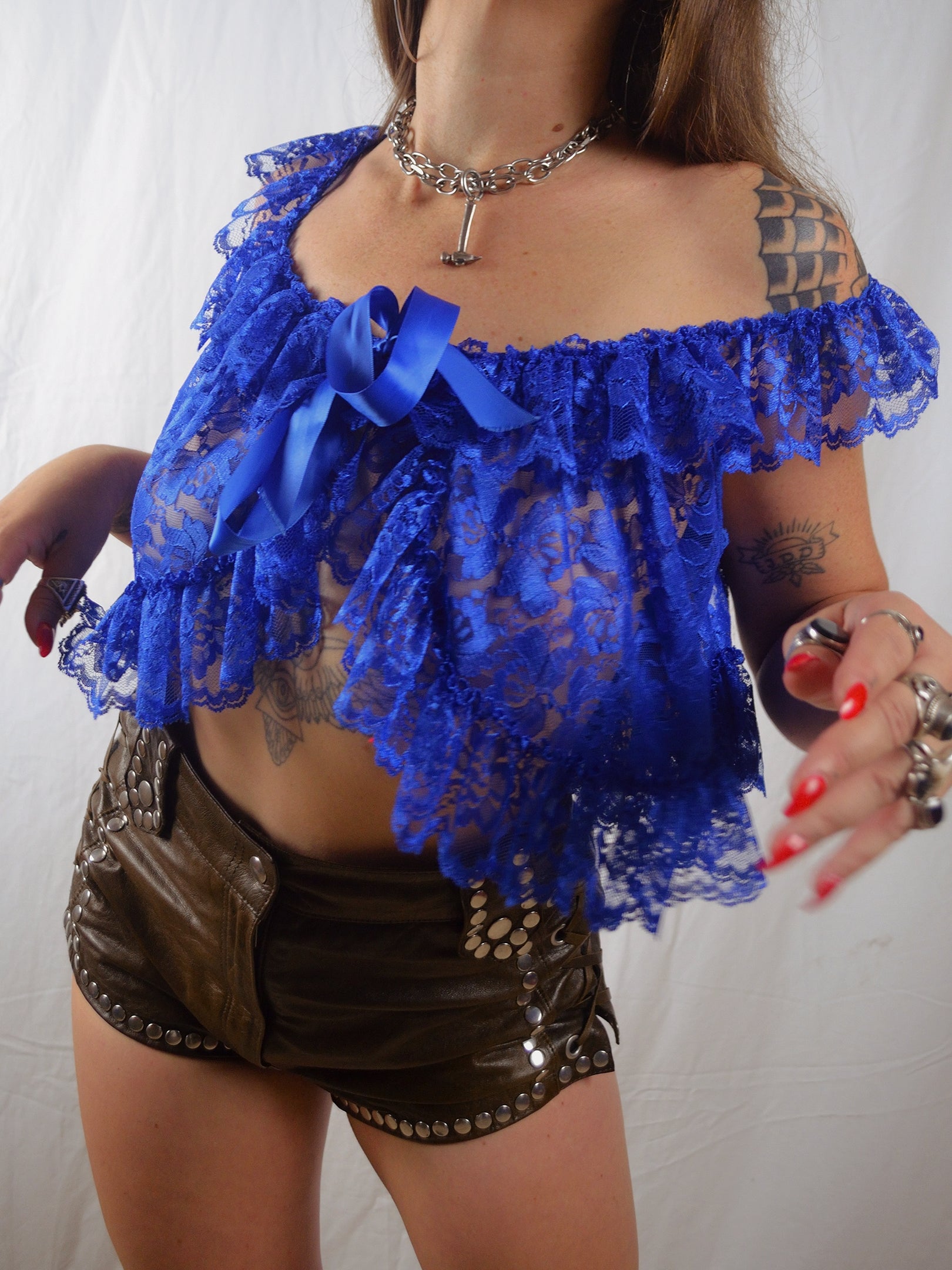 Vintage 1980s 'Shirley of Hollywood' Lace Top