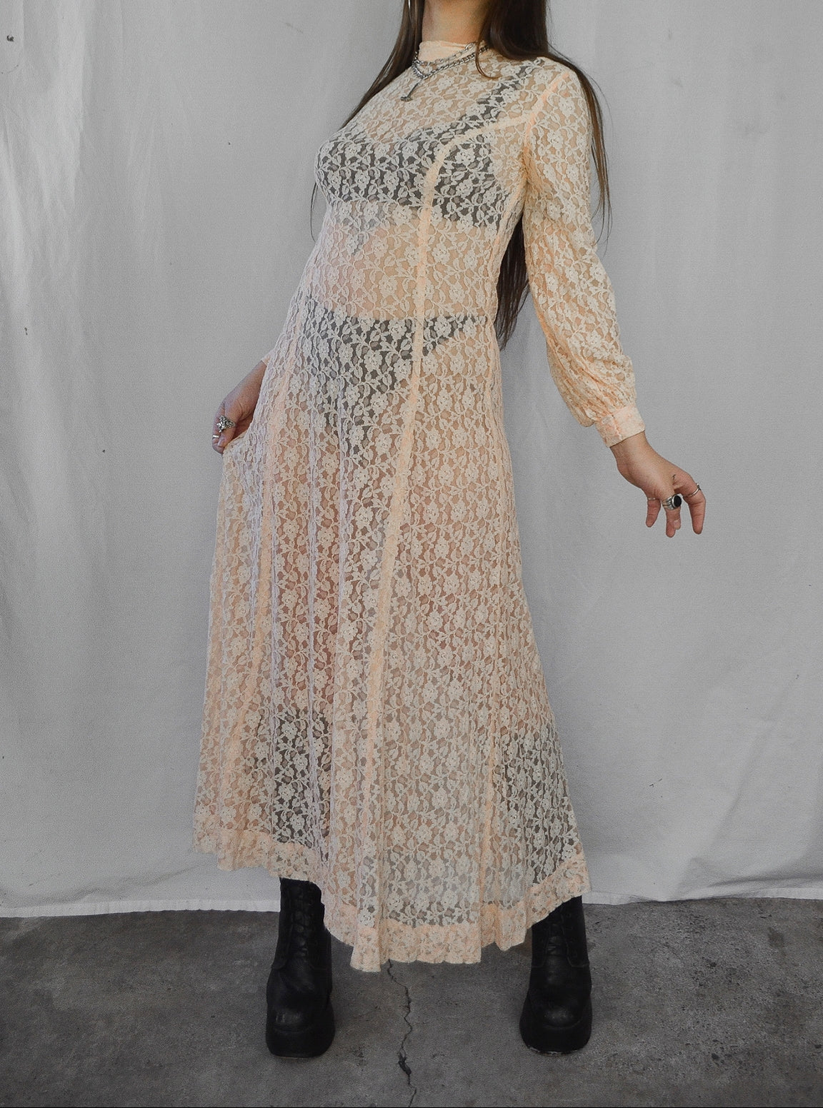 Vintage peach lace maxi