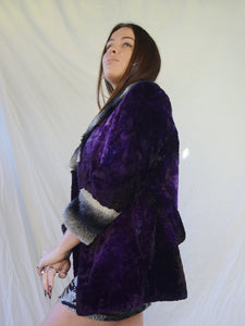 Vintage Crushed Velvet & Faux Fur Jacket