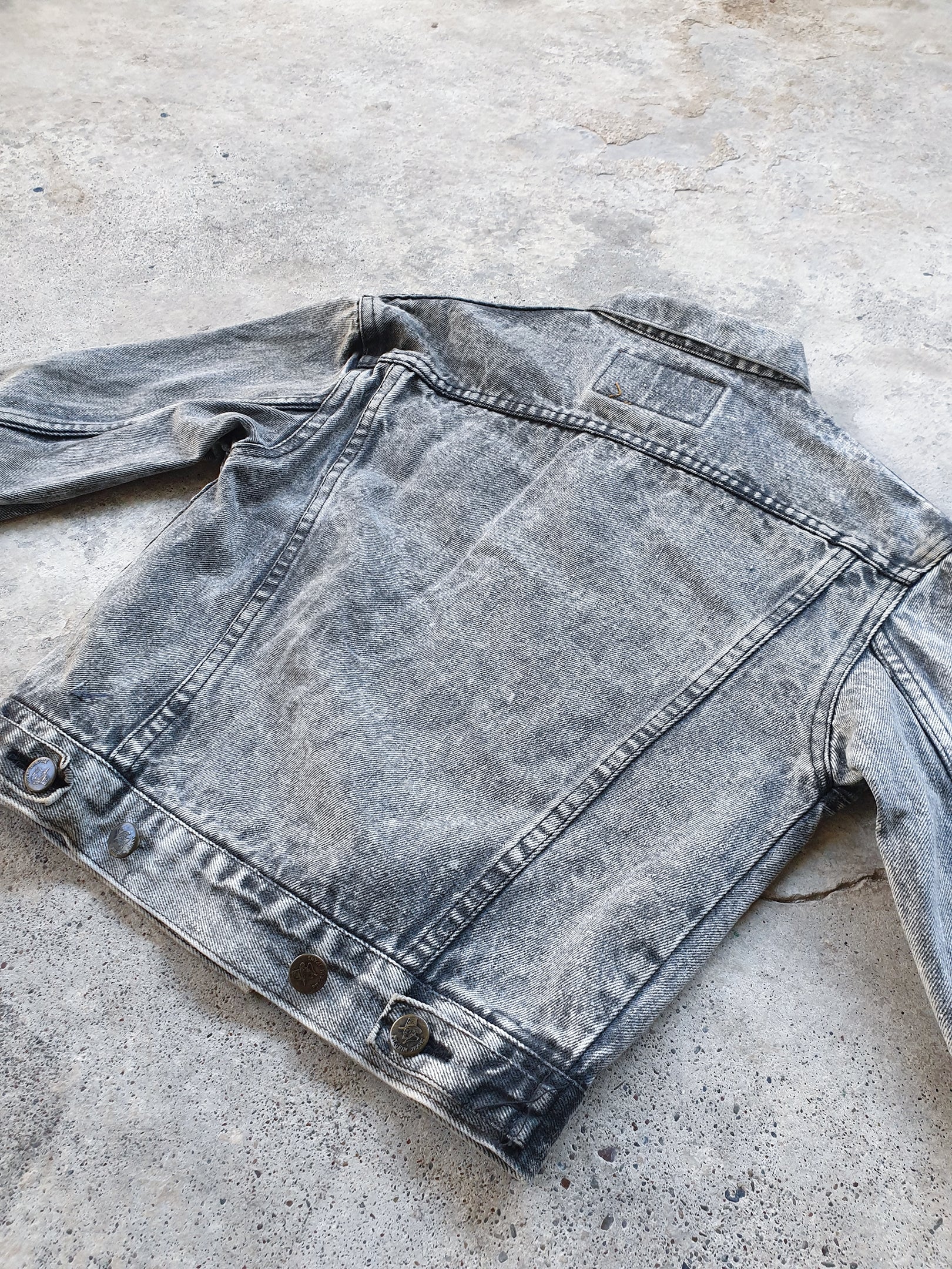 Vintage Kids Grey Acid Wash Denim Jacket