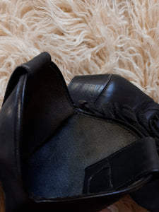 Vintage Black Leather Fringed Cowboy Boots