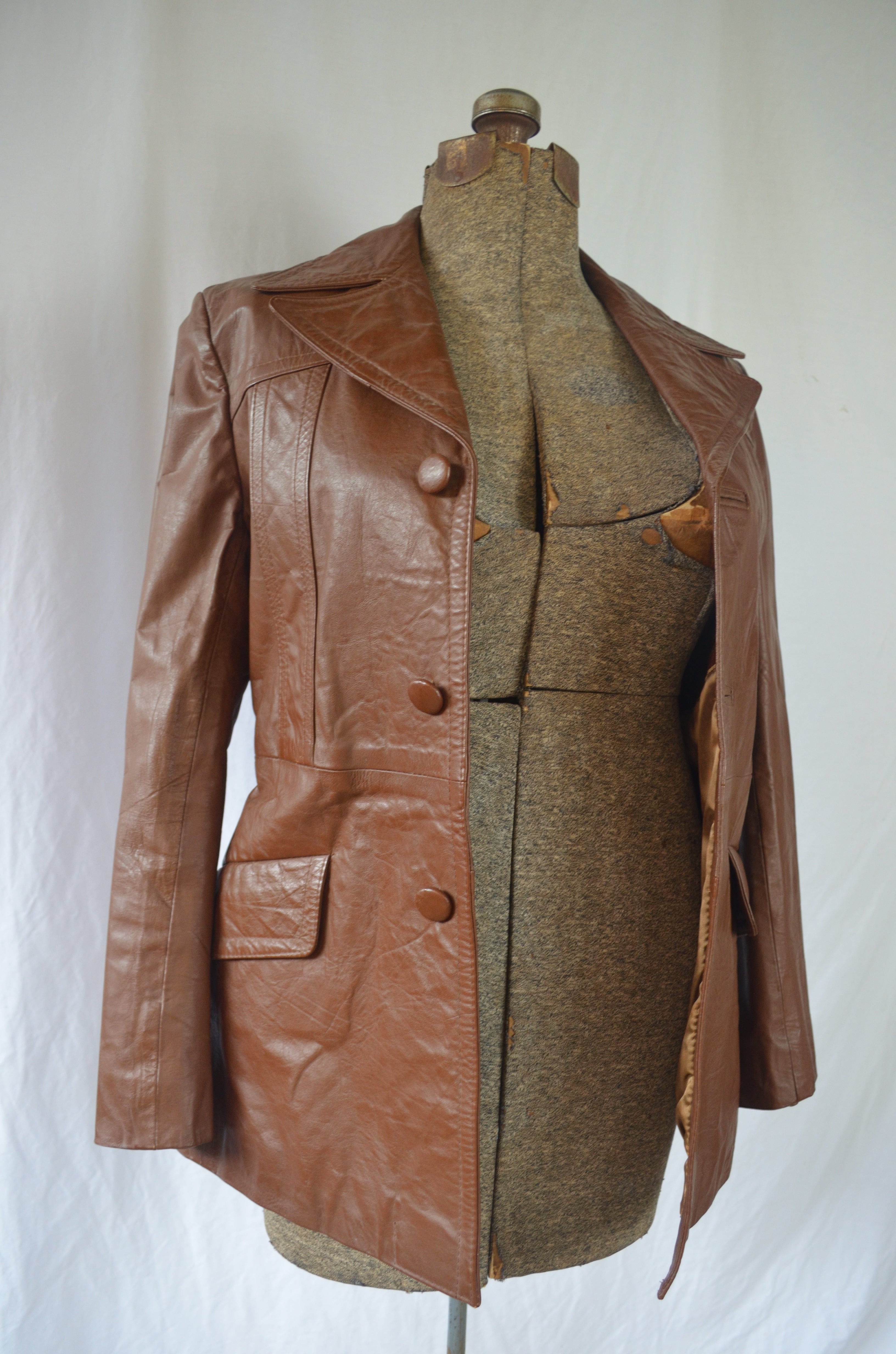 Vintage 70s Leather Brown Jacket