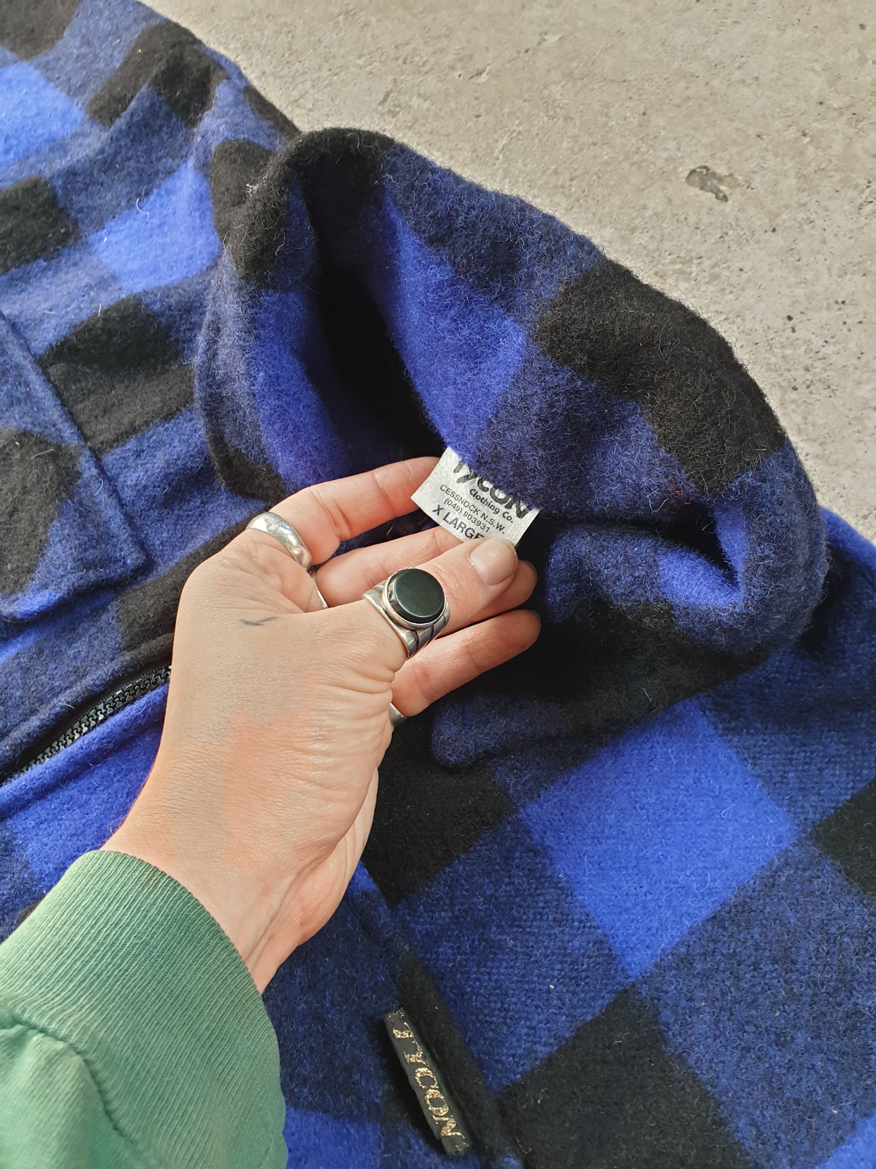 Vintage Black & Blue Buffalo Plaid Hunting Lumber Jacket