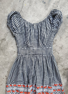 Vintage 1960s Gingham Milkmaid Dress