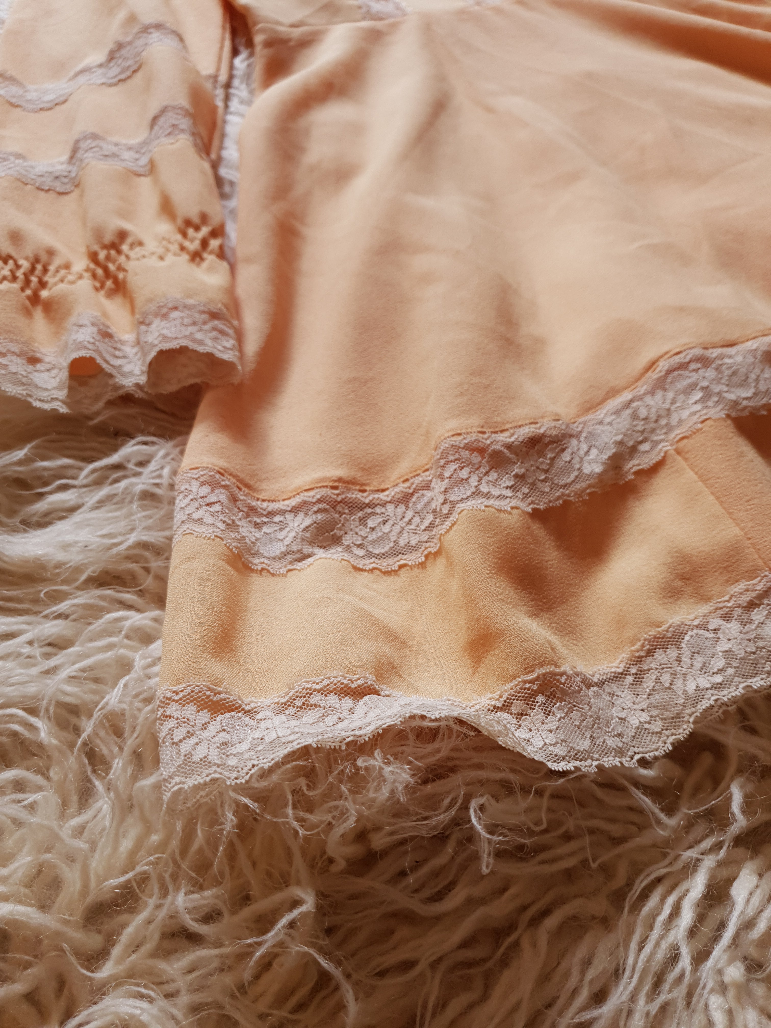 Vintage 1970s Peachy Pink Mini Prairie Dress