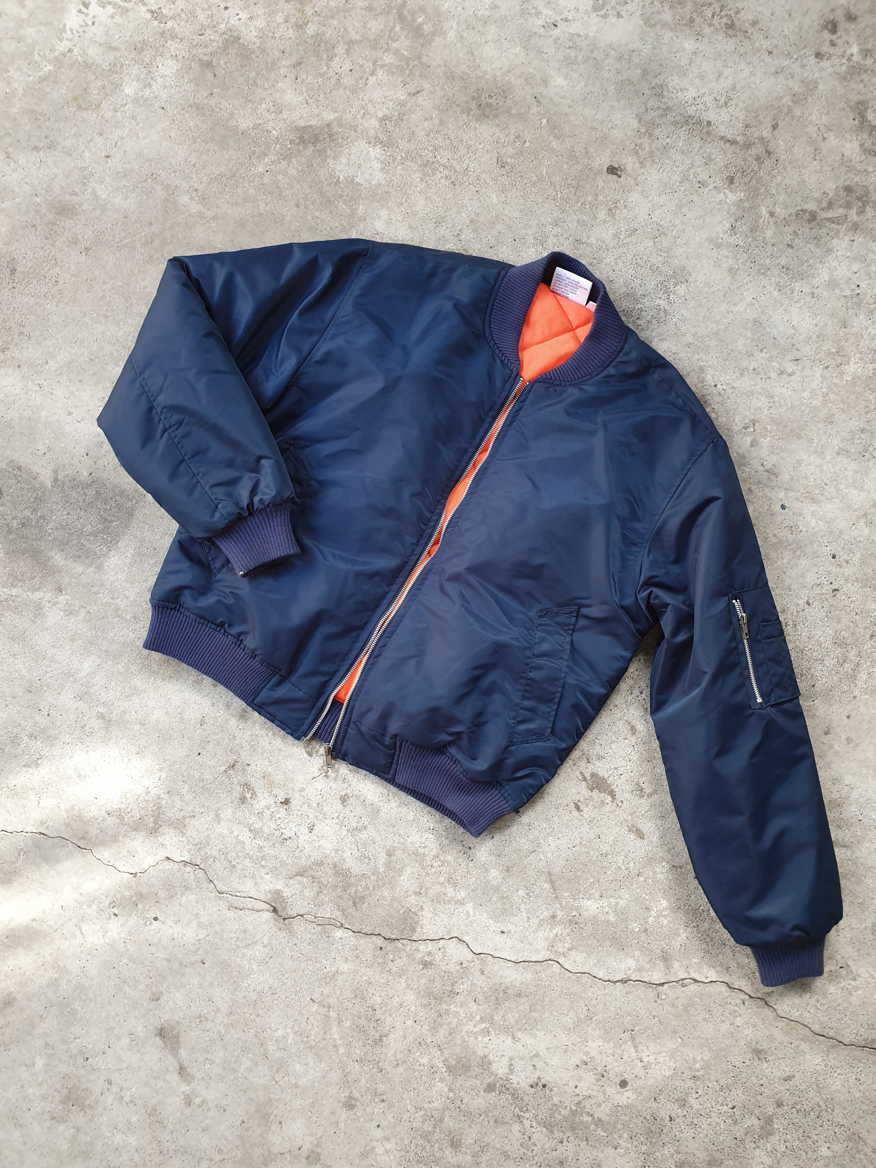 Vintage MA1 Style Navy & Orange Bomber Jacket