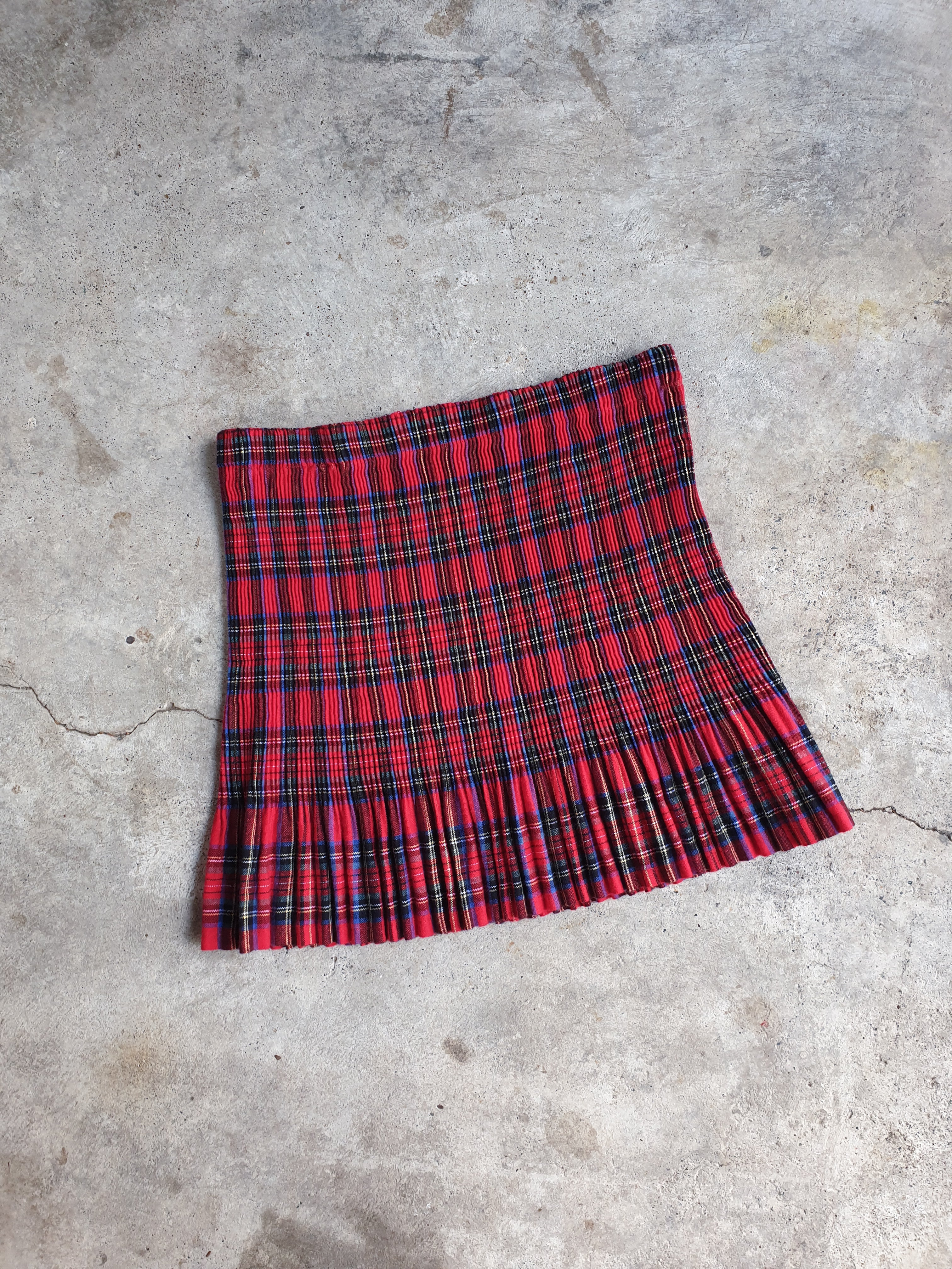 Vintage 90s 'Just Gothic' Red Tartan Pleated Mini Skirt