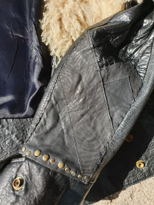 Vintage 1970s Leather & Fur Lady Western Jacket