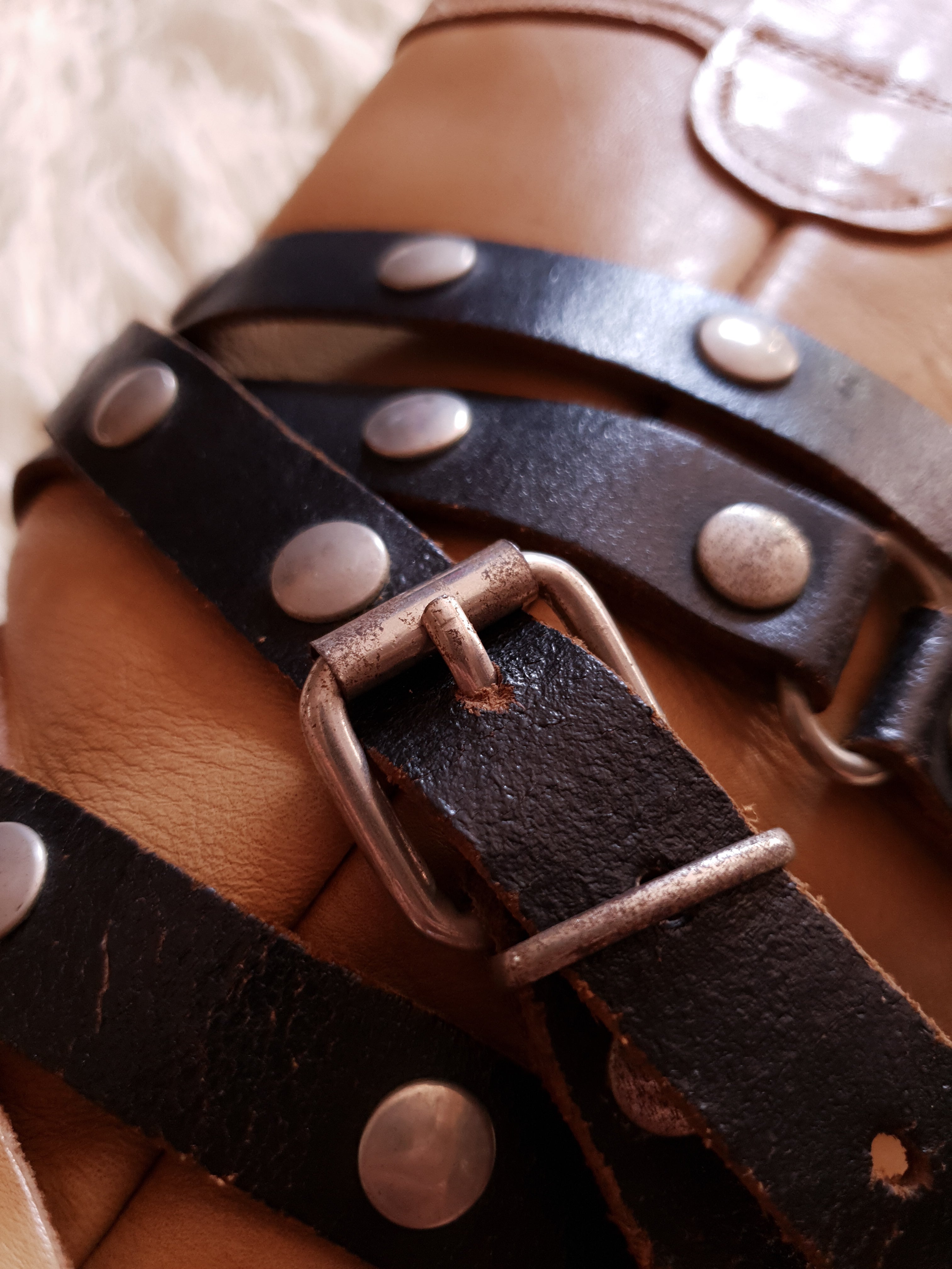 Vintage 1980s Studded Leather Wrap Belt