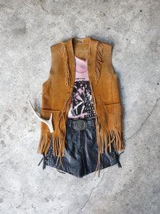 Suede fringe vest