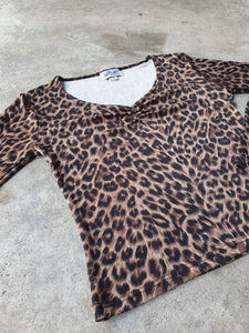 Vintage 90s Slinky 'Wetseal" Leopard Print Top