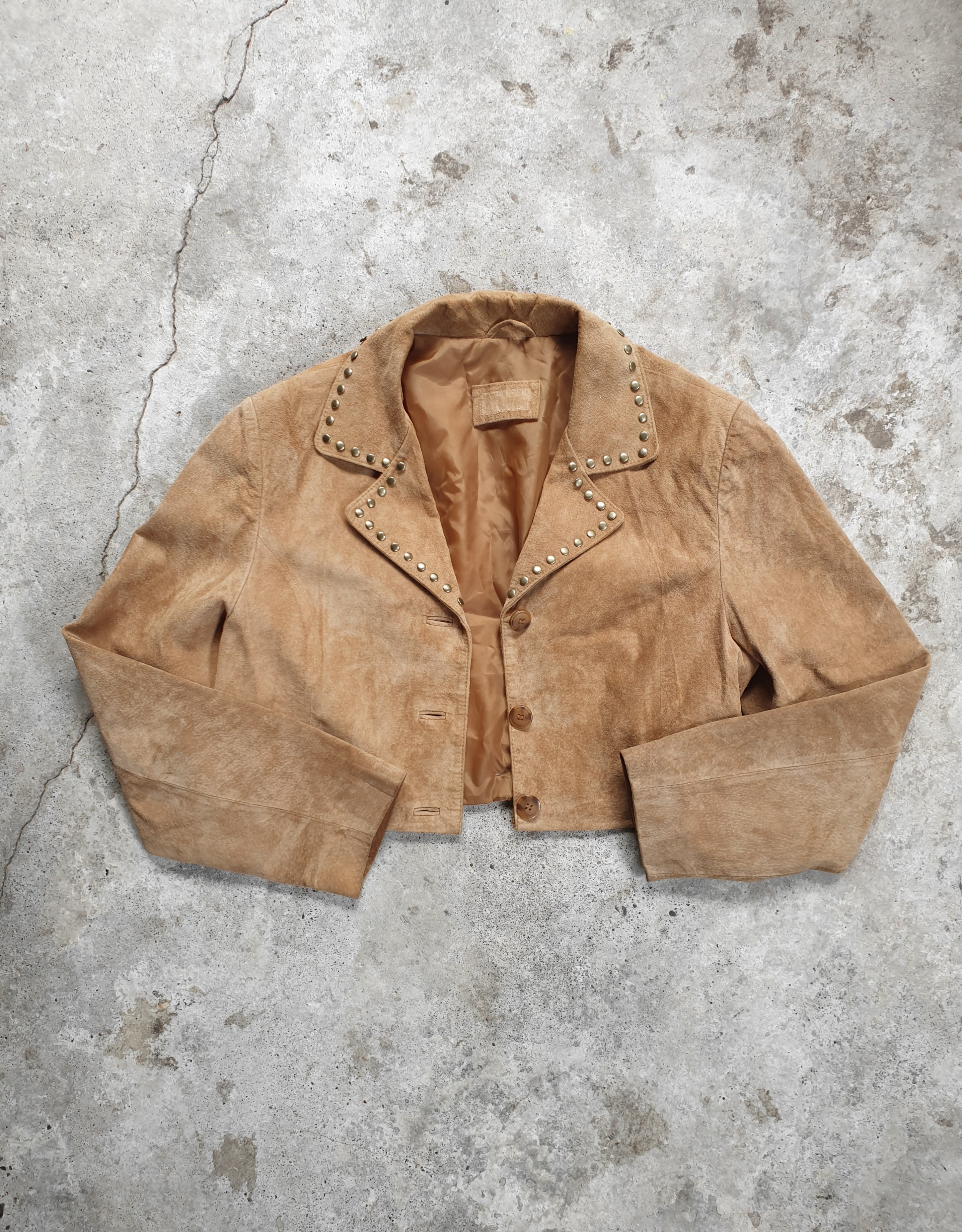 Vintage 1990s Cropped Suede Studded Jacket