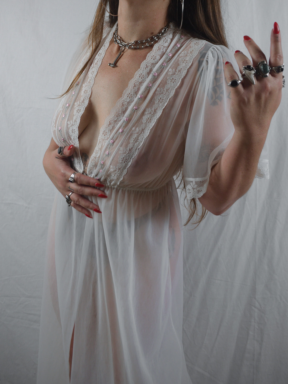 Vintage 1980s Sheer Peignoir