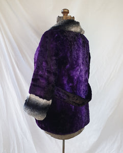 Vintage Crushed Velvet & Faux Fur Jacket