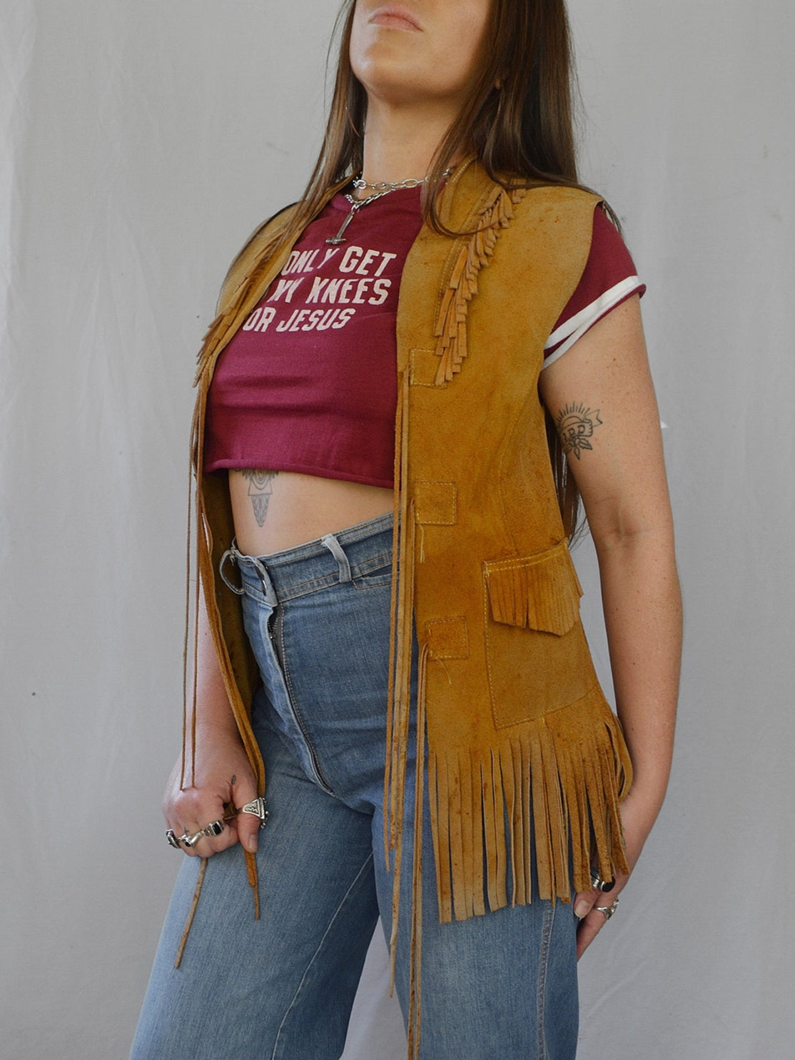 Suede fringe vest