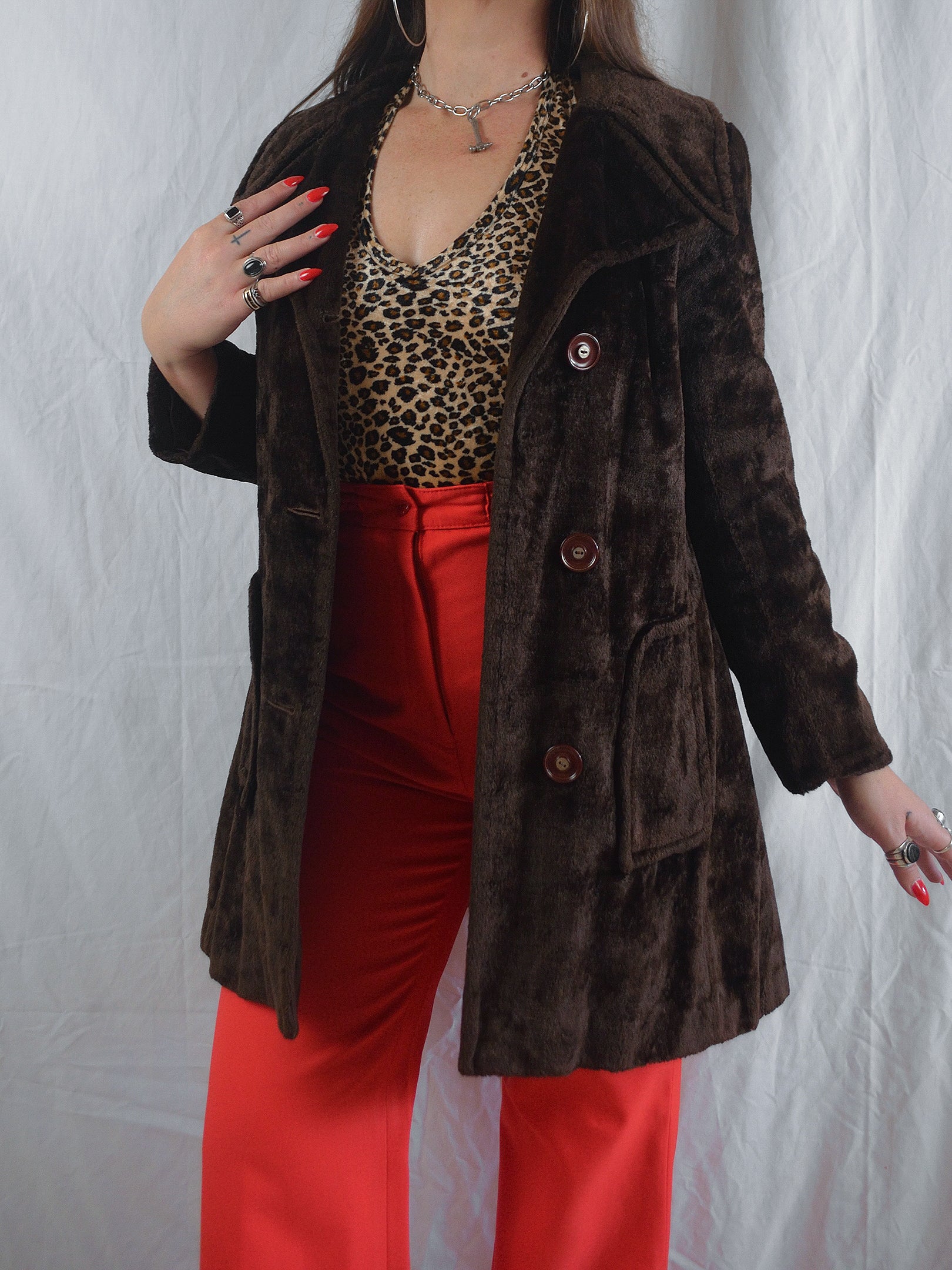 Vintage 1970s Brown Velvet Coat