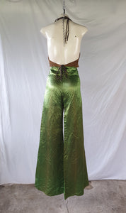 Vintage 1970s Green Satin Disco Flares