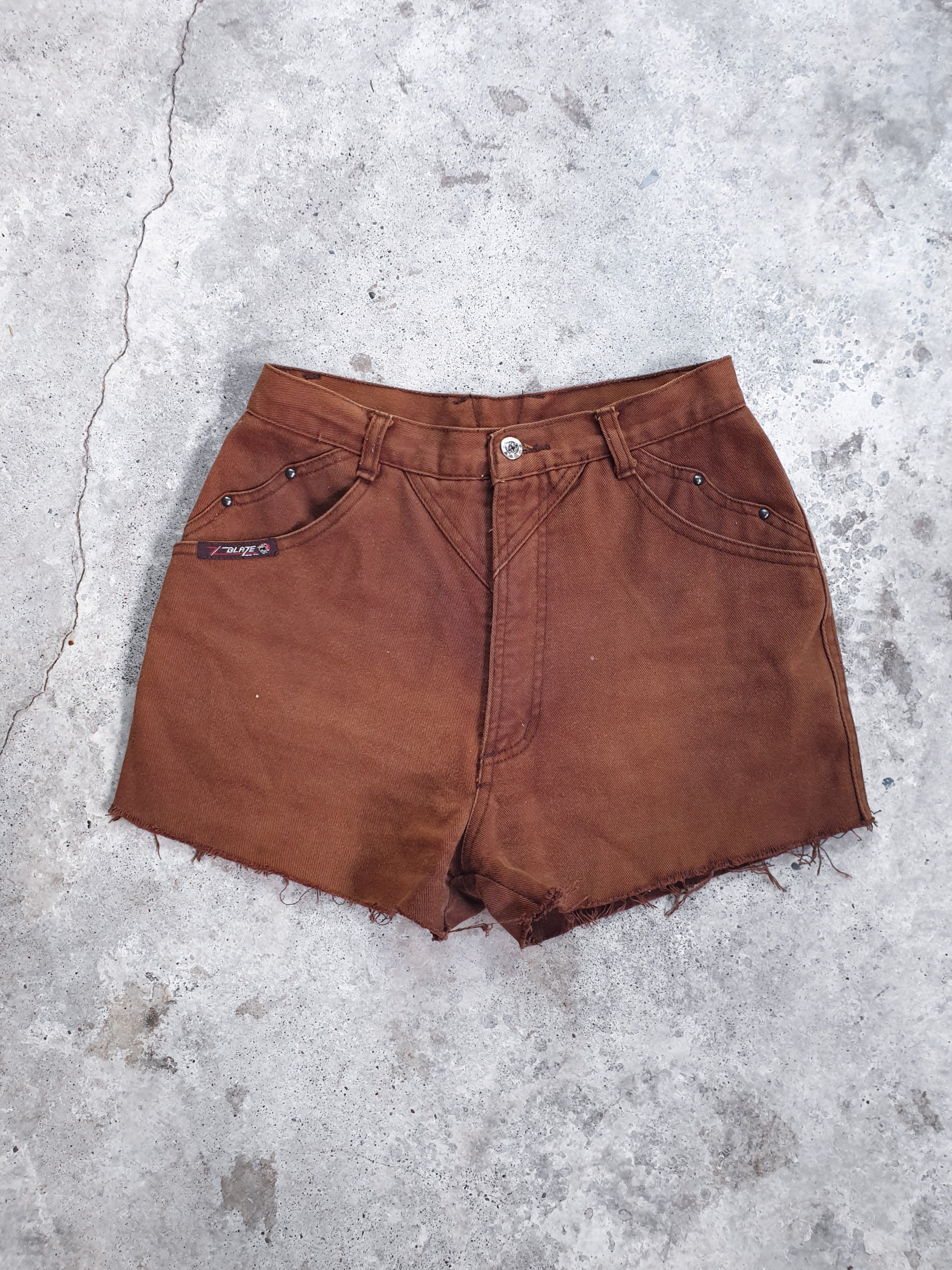 Vintage 1980s Brown Denim Western Studded Shorts