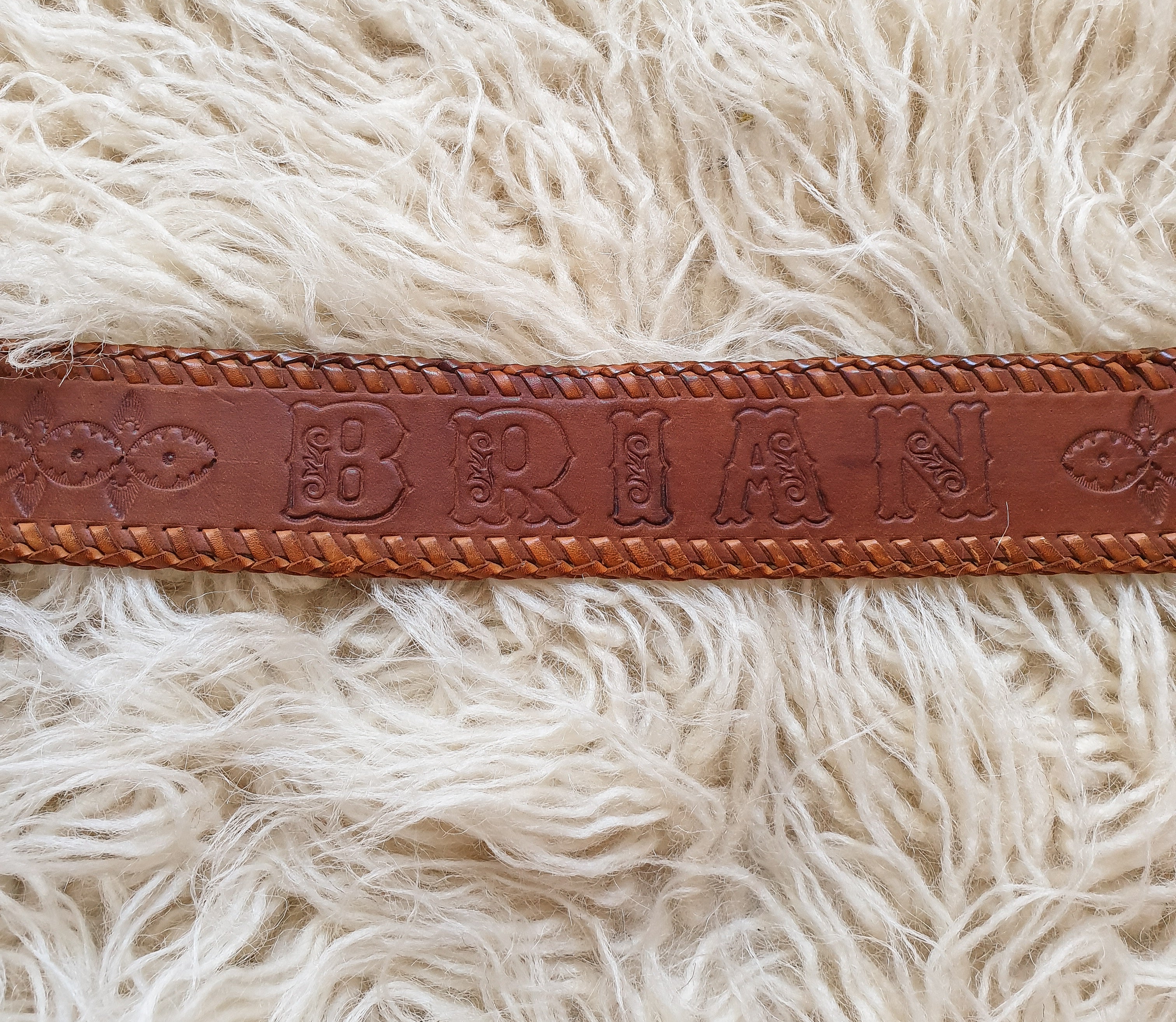 Leather Stamped Name 'Brian' Belt