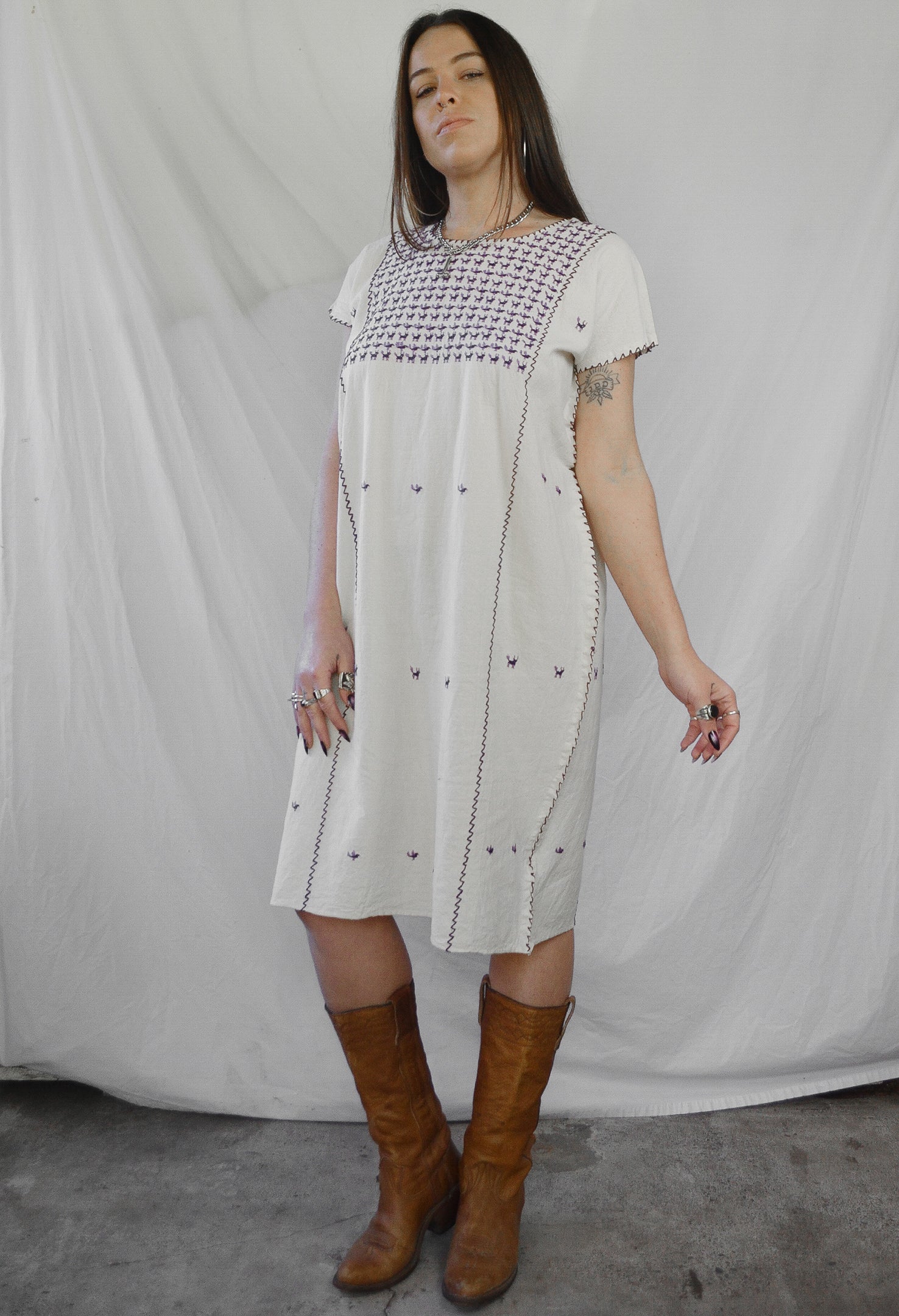 Mexican Huipil Oxacan Midi Dress