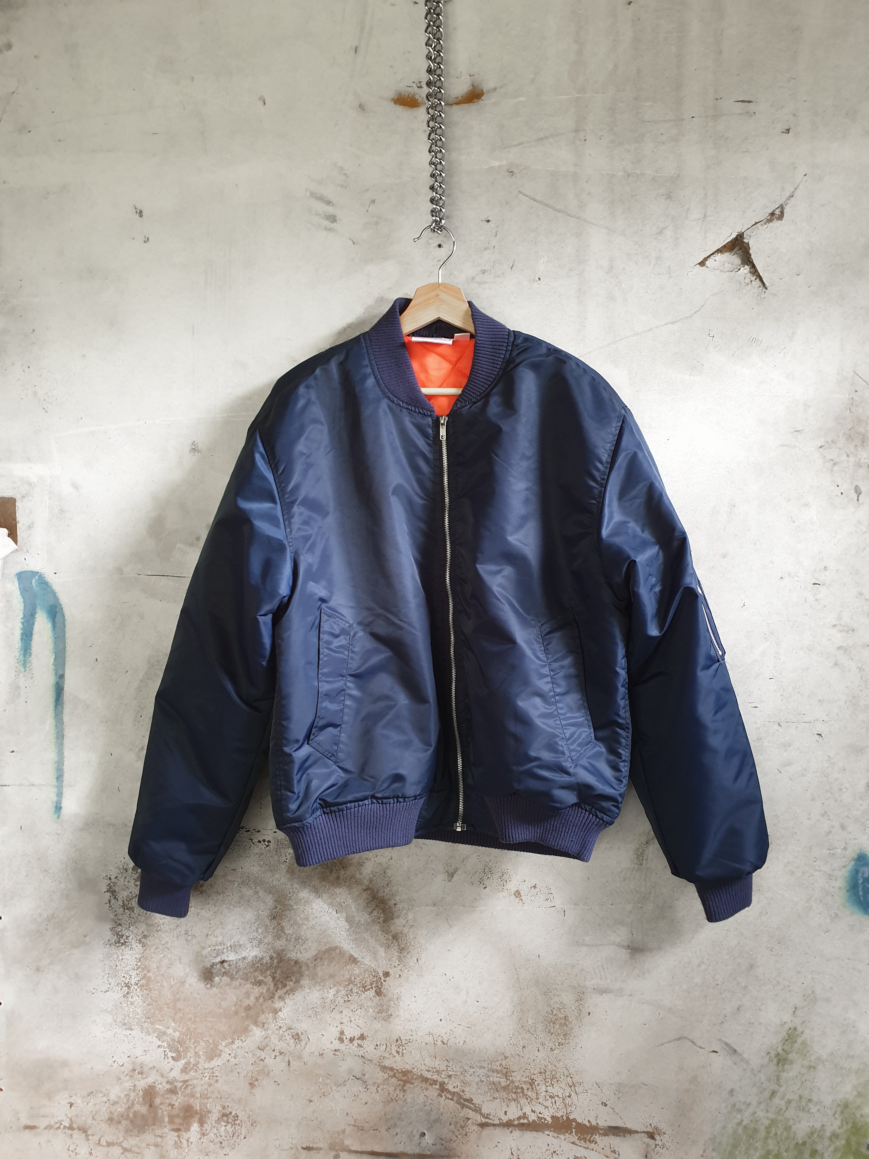 Vintage MA1 Style Navy & Orange Bomber Jacket