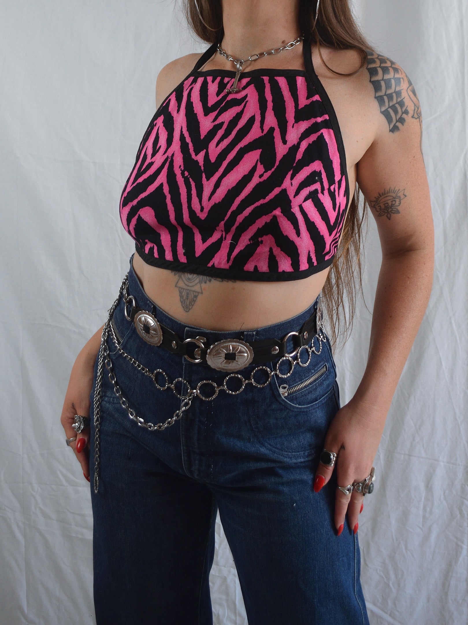 Handmade Hot Pink Animal Print Halter Top