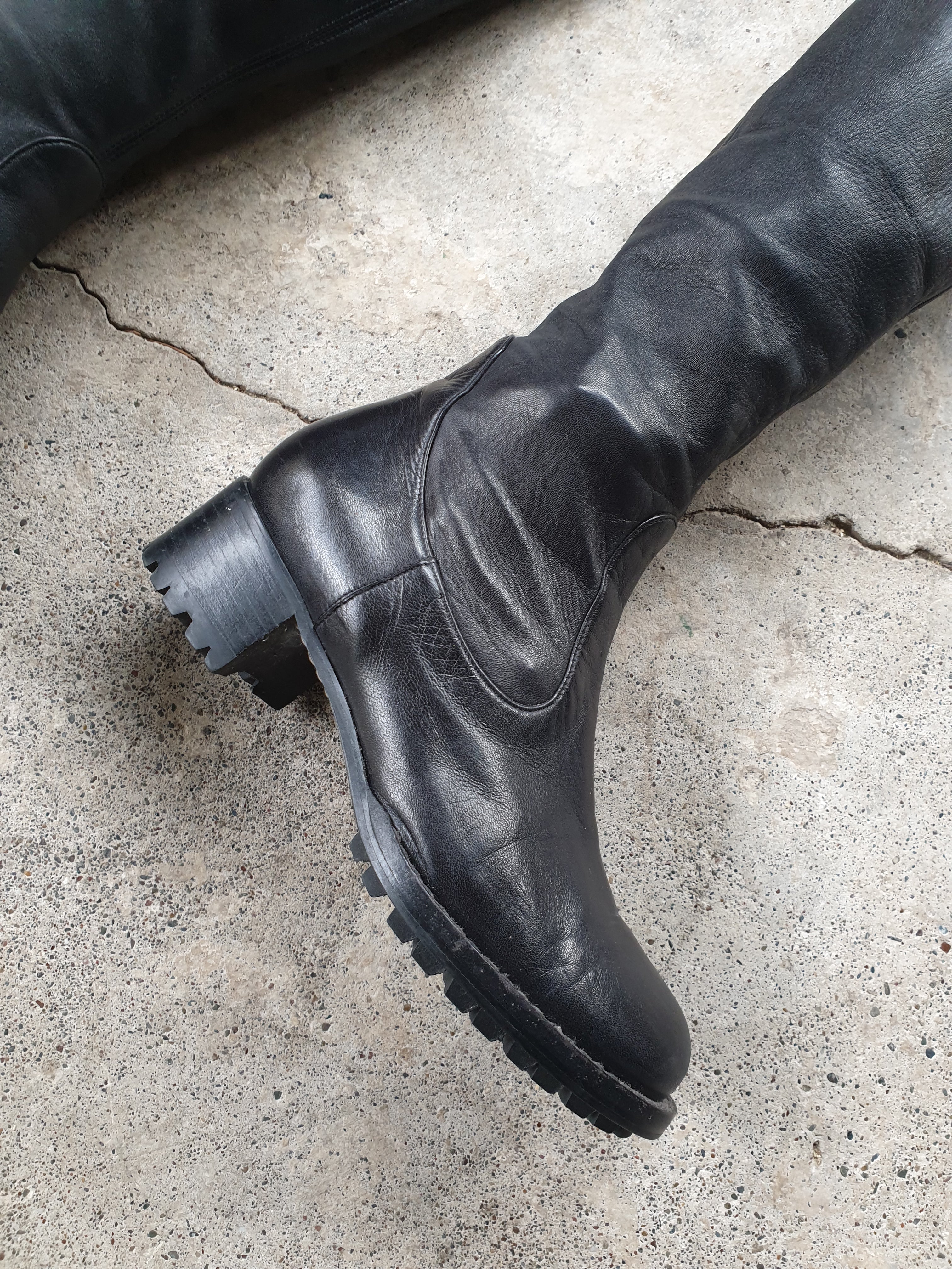 Vintage 1960s/1970s Black Leather 'Nebuloni' GoGo Sock Boots