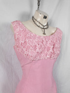 Vintage 1960s/70s Pink Lace Bodice Mini Dress