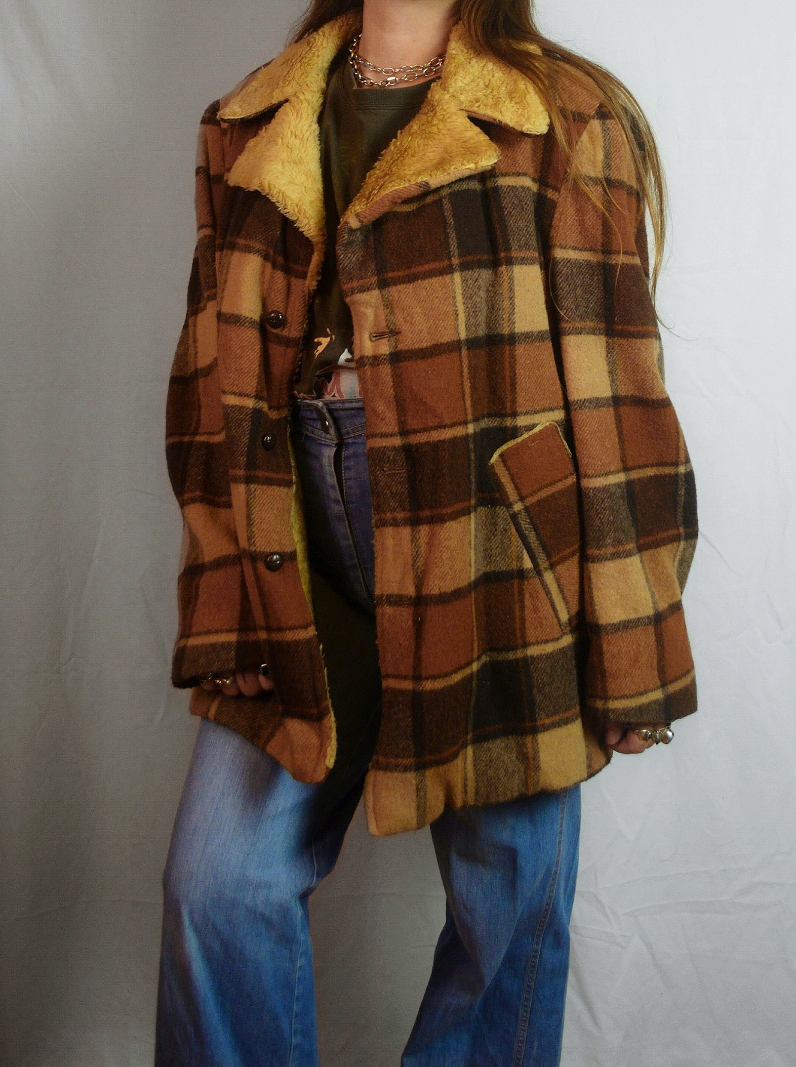 Vintage 1970s Lumberjack Wool Plaid Jacket