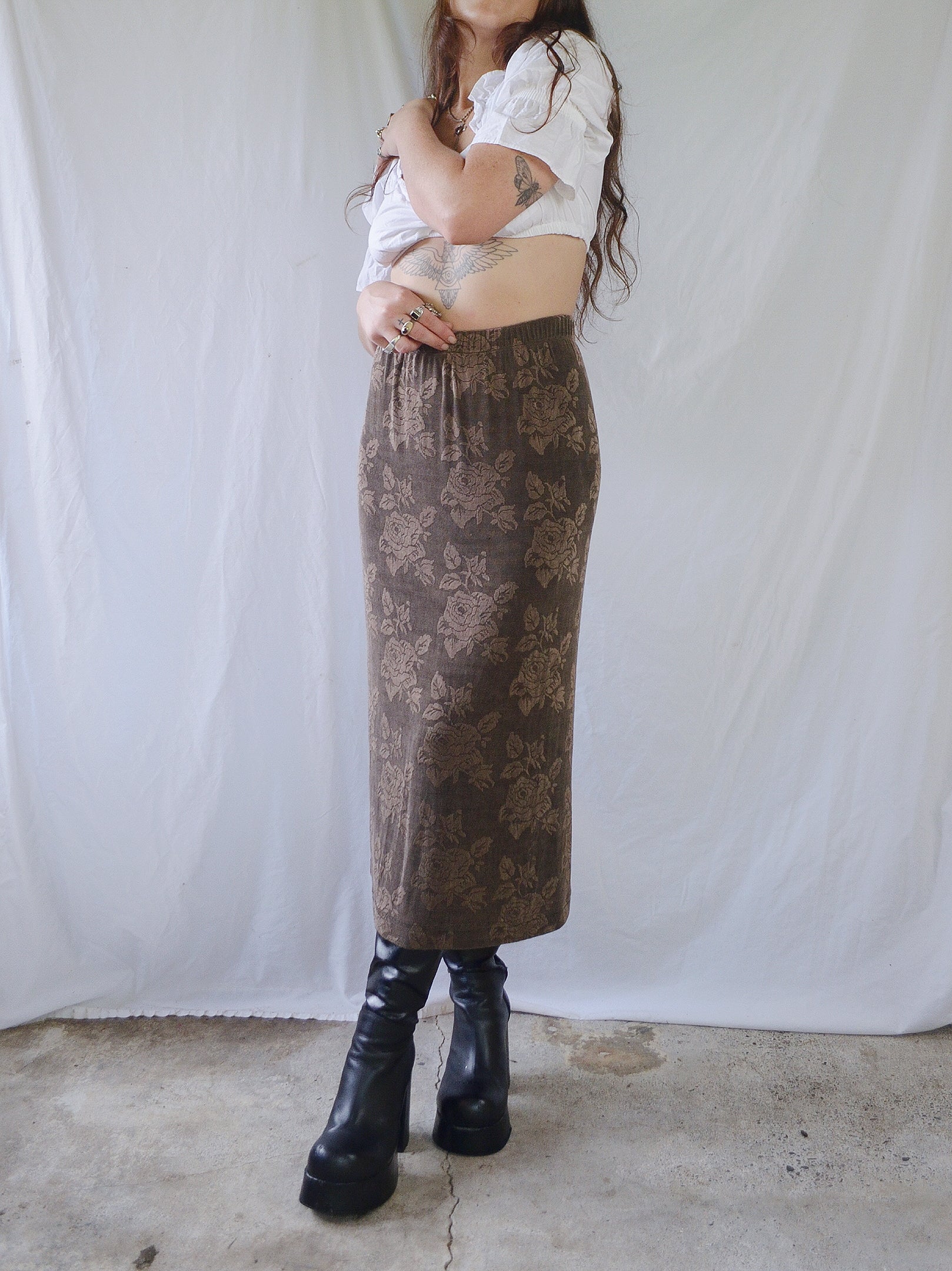 Vintage 90s Gold Rose Skirt