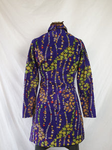 Vintage 60s/70s Purple Floral Terry Cloth Mini Dress