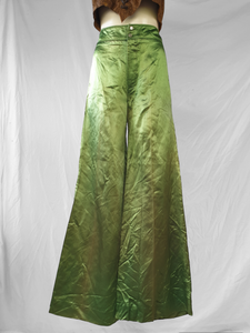 Vintage 1970s Green Satin Disco Flares