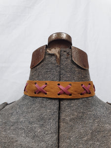 Vintage Pink & Tan Leather Choker